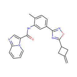 C=C1CC(c2nc(-c3ccc(C)c(NC(=O)c4cnc5ccccn45)c3)no2)C1 ZINC000206447281