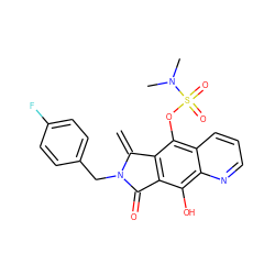 C=C1c2c(c(O)c3ncccc3c2OS(=O)(=O)N(C)C)C(=O)N1Cc1ccc(F)cc1 ZINC000038147693