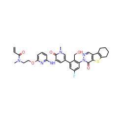 C=CC(=O)N(C)CCOc1cccc(Nc2cc(-c3cc(F)cc(-n4ncc5c6c(sc5c4=O)CCCC6)c3CO)cn(C)c2=O)n1 ZINC000230587874