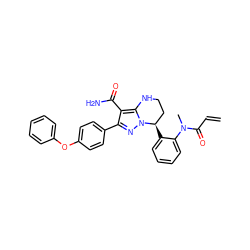 C=CC(=O)N(C)c1ccccc1[C@@H]1CCNc2c(C(N)=O)c(-c3ccc(Oc4ccccc4)cc3)nn21 ZINC001772571540