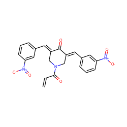 C=CC(=O)N1C/C(=C\c2cccc([N+](=O)[O-])c2)C(=O)/C(=C/c2cccc([N+](=O)[O-])c2)C1 ZINC000095592336