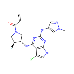 C=CC(=O)N1C[C@H](F)[C@@H](Nc2nc(Nc3cnn(C)c3)nc3[nH]cc(Cl)c23)C1 ZINC000220446176