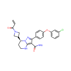 C=CC(=O)N1CC([C@@H]2CCNc3c(C(N)=O)c(-c4ccc(Oc5cccc(Cl)c5)cc4)nn32)C1 ZINC001772582965