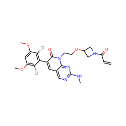 C=CC(=O)N1CC(OCCn2c(=O)c(-c3c(Cl)c(OC)cc(OC)c3Cl)cc3cnc(NC)nc32)C1 ZINC001772625000