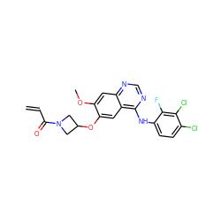 C=CC(=O)N1CC(Oc2cc3c(Nc4ccc(Cl)c(Cl)c4F)ncnc3cc2OC)C1 ZINC000141627116