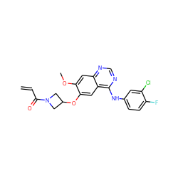 C=CC(=O)N1CC(Oc2cc3c(Nc4ccc(F)c(Cl)c4)ncnc3cc2OC)C1 ZINC000139457110