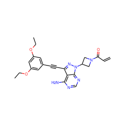 C=CC(=O)N1CC(n2nc(C#Cc3cc(OCC)cc(OCC)c3)c3c(N)ncnc32)C1 ZINC000222819174