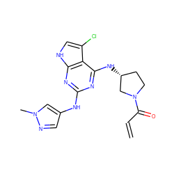 C=CC(=O)N1CC[C@@H](Nc2nc(Nc3cnn(C)c3)nc3[nH]cc(Cl)c23)C1 ZINC000220436158