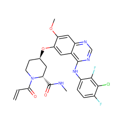 C=CC(=O)N1CC[C@@H](Oc2cc3c(Nc4ccc(F)c(Cl)c4F)ncnc3cc2OC)C[C@@H]1C(=O)NC ZINC000165601029