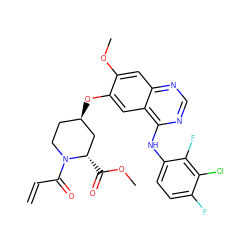 C=CC(=O)N1CC[C@@H](Oc2cc3c(Nc4ccc(F)c(Cl)c4F)ncnc3cc2OC)C[C@@H]1C(=O)OC ZINC000165354167