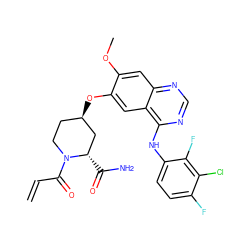 C=CC(=O)N1CC[C@@H](Oc2cc3c(Nc4ccc(F)c(Cl)c4F)ncnc3cc2OC)C[C@@H]1C(N)=O ZINC000201598274