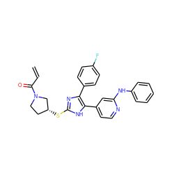 C=CC(=O)N1CC[C@@H](Sc2nc(-c3ccc(F)cc3)c(-c3ccnc(Nc4ccccc4)c3)[nH]2)C1 ZINC001772626796