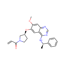 C=CC(=O)N1CC[C@H](Oc2cc3c(N[C@H](C)c4ccccc4)ncnc3cc2OC)C1 ZINC000145208483