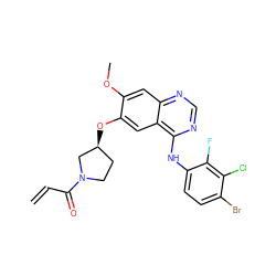 C=CC(=O)N1CC[C@H](Oc2cc3c(Nc4ccc(Br)c(Cl)c4F)ncnc3cc2OC)C1 ZINC000141486366