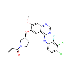 C=CC(=O)N1CC[C@H](Oc2cc3c(Nc4ccc(Cl)c(Cl)c4F)ncnc3cc2OC)C1 ZINC000141486576