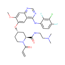 C=CC(=O)N1CC[C@H](Oc2cc3c(Nc4ccc(F)c(Cl)c4F)ncnc3cc2OC)C[C@H]1C(=O)NCCN(C)C ZINC000167012259