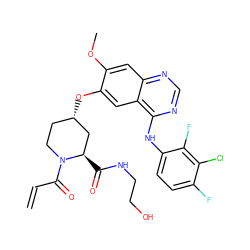 C=CC(=O)N1CC[C@H](Oc2cc3c(Nc4ccc(F)c(Cl)c4F)ncnc3cc2OC)C[C@H]1C(=O)NCCO ZINC000165528987