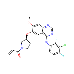 C=CC(=O)N1CC[C@H](Oc2cc3c(Nc4ccc(F)c(Cl)c4F)ncnc3cc2OC)C1 ZINC000141434584