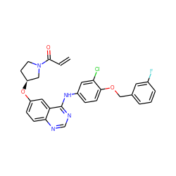 C=CC(=O)N1CC[C@H](Oc2ccc3ncnc(Nc4ccc(OCc5cccc(F)c5)c(Cl)c4)c3c2)C1 ZINC000141219237