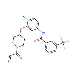 C=CC(=O)N1CCC(Oc2cc(NC(=O)c3cccc(C(F)(F)F)c3)ccc2C)CC1 ZINC000653825221