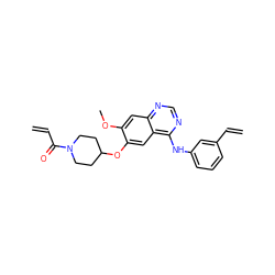 C=CC(=O)N1CCC(Oc2cc3c(Nc4cccc(C=C)c4)ncnc3cc2OC)CC1 ZINC000141093791