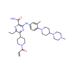 C=CC(=O)N1CCC(c2nc(Nc3ccc(N4CCC(N5CCN(C)CC5)CC4)c(C)c3)c(C(N)=O)nc2CC)CC1 ZINC000205341894