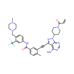 C=CC(=O)N1CCC(n2nc(C#Cc3cc(C(=O)Nc4ccc(CN5CCN(C)CC5)c(C(F)(F)F)c4)ccc3C)c3c(N)ncnc32)CC1 ZINC000299852643