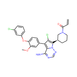 C=CC(=O)N1CCC[C@@H](c2c(Cl)c(-c3ccc(Oc4cccc(Cl)c4)c(OC)c3)c3c(N)ncnn23)C1 ZINC000095565921