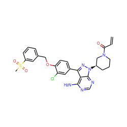 C=CC(=O)N1CCC[C@@H](n2nc(-c3ccc(OCc4cccc(S(C)(=O)=O)c4)c(Cl)c3)c3c(N)ncnc32)C1 ZINC001772604450