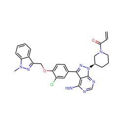 C=CC(=O)N1CCC[C@@H](n2nc(-c3ccc(OCc4nn(C)c5ccccc45)c(Cl)c3)c3c(N)ncnc32)C1 ZINC001772609312