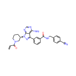 C=CC(=O)N1CCC[C@@H](n2nc(-c3cccc(C(=O)NCc4ccc(C#N)cc4)c3)c3c(N)ncnc32)C1 ZINC000095575896