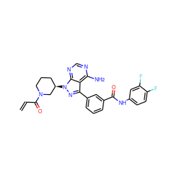 C=CC(=O)N1CCC[C@@H](n2nc(-c3cccc(C(=O)Nc4ccc(F)c(F)c4)c3)c3c(N)ncnc32)C1 ZINC000095578489