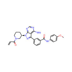 C=CC(=O)N1CCC[C@@H](n2nc(-c3cccc(C(=O)Nc4ccc(OC)cc4)c3)c3c(N)ncnc32)C1 ZINC000095572247