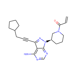 C=CC(=O)N1CCC[C@@H](n2nc(C#CCC3CCCC3)c3c(N)ncnc32)C1 ZINC001772657353