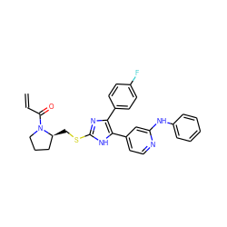 C=CC(=O)N1CCC[C@@H]1CSc1nc(-c2ccc(F)cc2)c(-c2ccnc(Nc3ccccc3)c2)[nH]1 ZINC001772579960