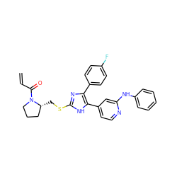 C=CC(=O)N1CCC[C@H]1CSc1nc(-c2ccc(F)cc2)c(-c2ccnc(Nc3ccccc3)c2)[nH]1 ZINC001772657663