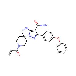 C=CC(=O)N1CCC2(CC1)CNc1c(C(N)=O)c(-c3ccc(Oc4ccccc4)cc3)nn12 ZINC001772602189