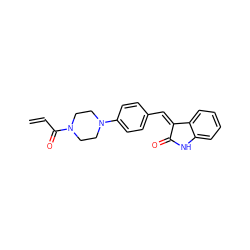 C=CC(=O)N1CCN(c2ccc(/C=C3\C(=O)Nc4ccccc43)cc2)CC1 ZINC000299826335