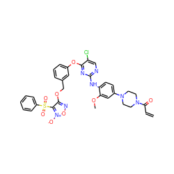 C=CC(=O)N1CCN(c2ccc(Nc3ncc(Cl)c(Oc4cccc(COc5no[n+]([O-])c5S(=O)(=O)c5ccccc5)c4)n3)c(OC)c2)CC1 ZINC000096917097