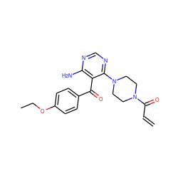 C=CC(=O)N1CCN(c2ncnc(N)c2C(=O)c2ccc(OCC)cc2)CC1 ZINC000653830072