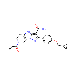 C=CC(=O)N1CCc2[nH]c3c(C(N)=O)c(-c4ccc(OCC5CC5)cc4)nn3c2C1 ZINC001772595592