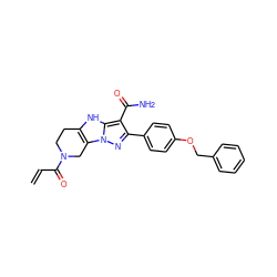 C=CC(=O)N1CCc2[nH]c3c(C(N)=O)c(-c4ccc(OCc5ccccc5)cc4)nn3c2C1 ZINC001772635878