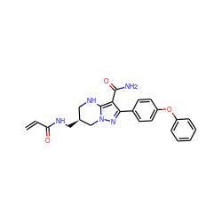 C=CC(=O)NC[C@H]1CNc2c(C(N)=O)c(-c3ccc(Oc4ccccc4)cc3)nn2C1 ZINC001772641626