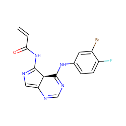 C=CC(=O)NC1=NC=C2N=CN=C(Nc3ccc(F)c(Br)c3)[C@@H]21 ZINC000040915136