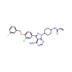 C=CC(=O)NC1CCC(n2nc(-c3ccc(OCc4cccc(F)c4)c(Cl)c3)c3c(N)ncnc32)CC1 ZINC001772606593