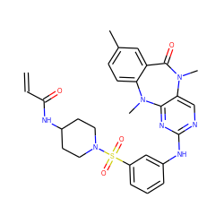 C=CC(=O)NC1CCN(S(=O)(=O)c2cccc(Nc3ncc4c(n3)N(C)c3ccc(C)cc3C(=O)N4C)c2)CC1 ZINC001772578981