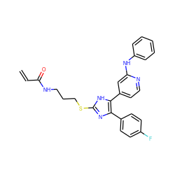 C=CC(=O)NCCCSc1nc(-c2ccc(F)cc2)c(-c2ccnc(Nc3ccccc3)c2)[nH]1 ZINC001772614388