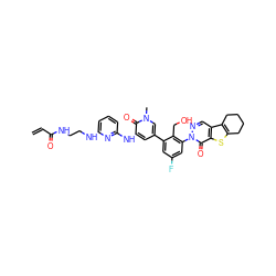 C=CC(=O)NCCNc1cccc(Nc2cc(-c3cc(F)cc(-n4ncc5c6c(sc5c4=O)CCCC6)c3CO)cn(C)c2=O)n1 ZINC001772603192