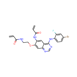 C=CC(=O)NCCOc1cc2ncnc(Nc3ccc(Br)cc3F)c2cc1NC(=O)C=C ZINC000137883960