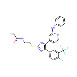 C=CC(=O)NCCSc1nc(-c2ccc(F)c(C(F)(F)F)c2)c(-c2ccnc(Nc3ccccc3)c2)[nH]1 ZINC001772655297